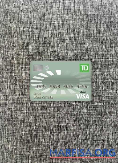 Downloadable Canada TD visa debit card photolook front download for verification